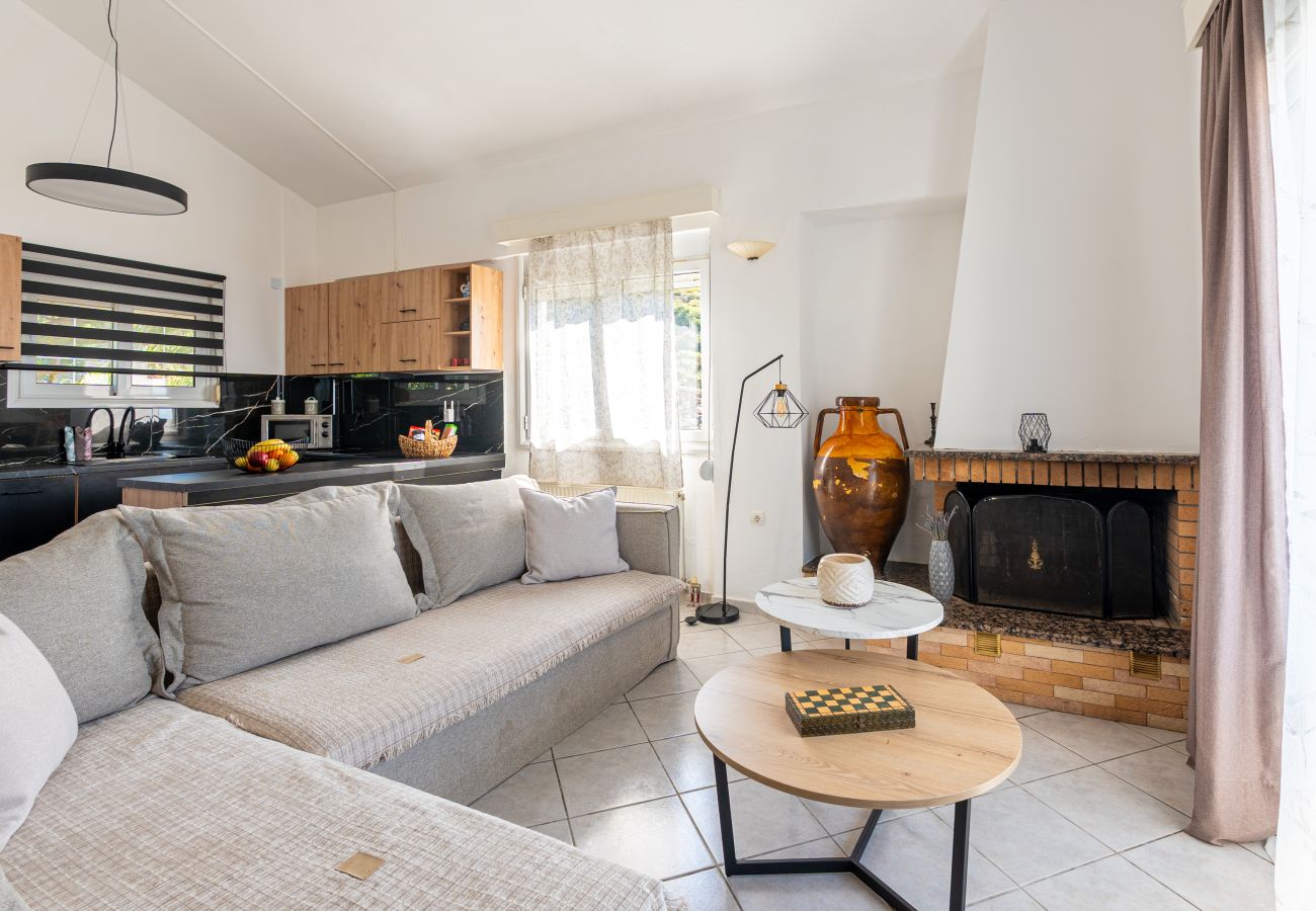 Villa in Roussospiti - Charmful villa, stunning views,pool, hot tub & BBQ 