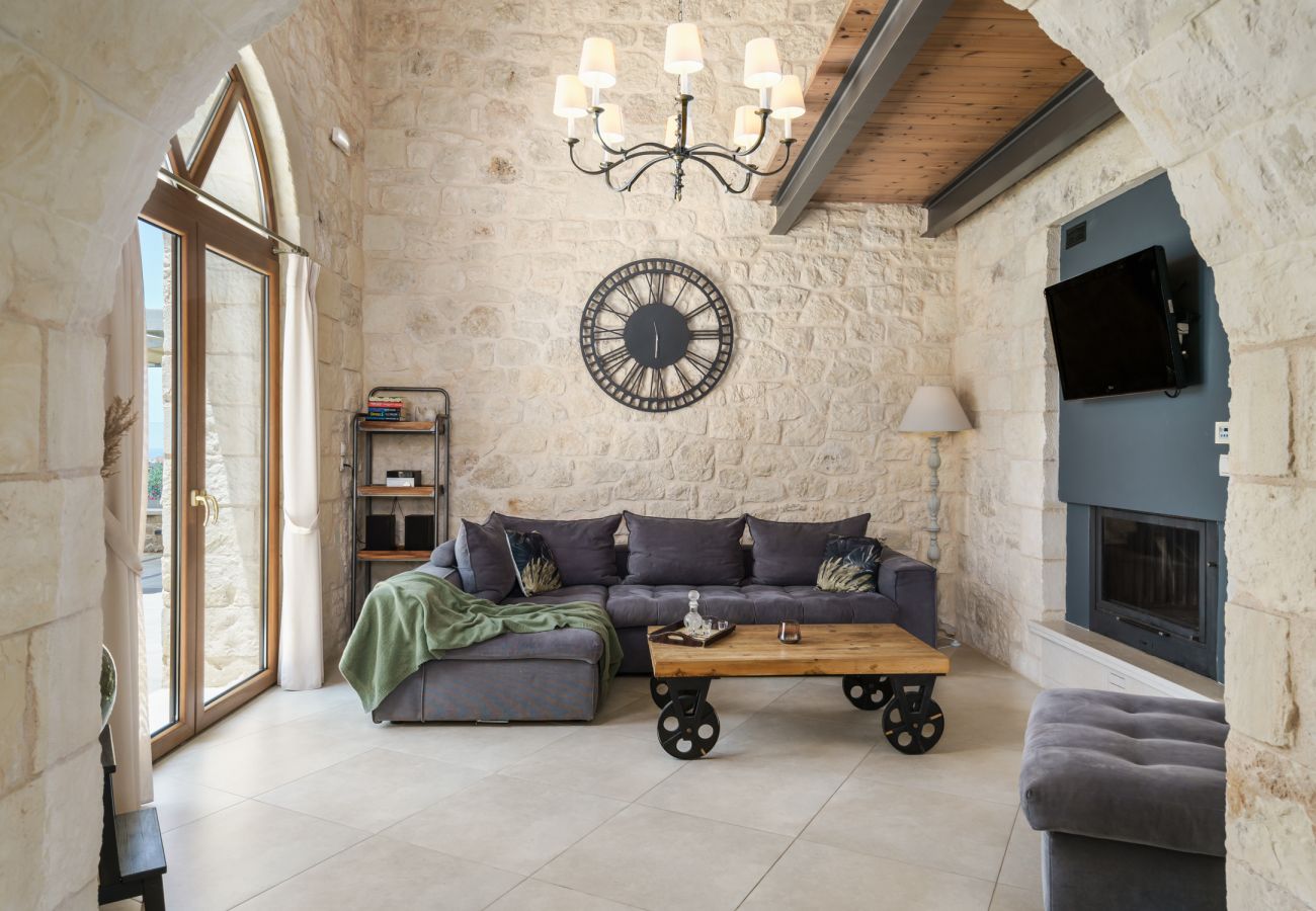 Villa in Asteri village - Stonebuilt Fortress with Pool & Sunset Seaviews