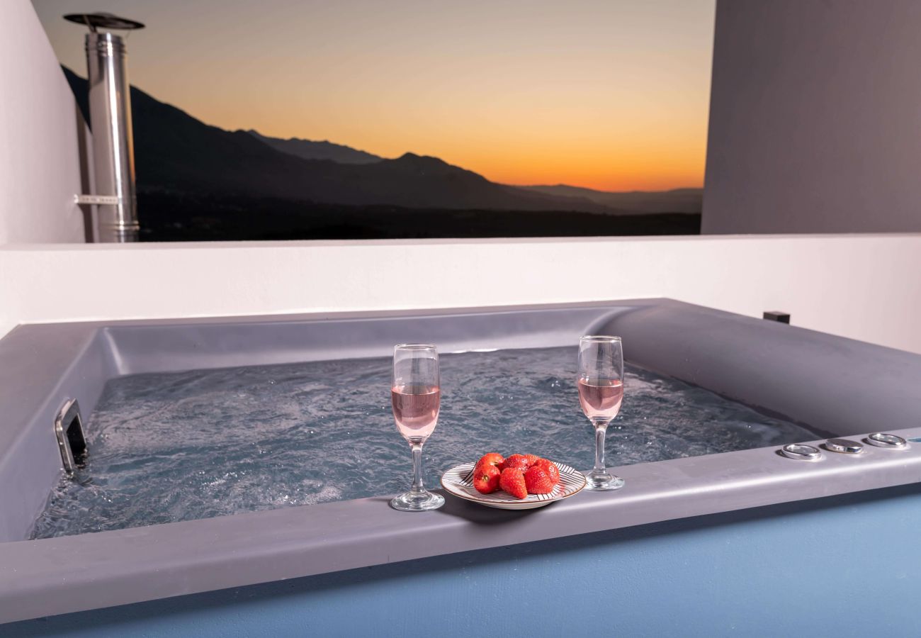 Villa in Archontiki - Stylish Villa with Heated Pool, Jacuzzi, Gym & Superb Views