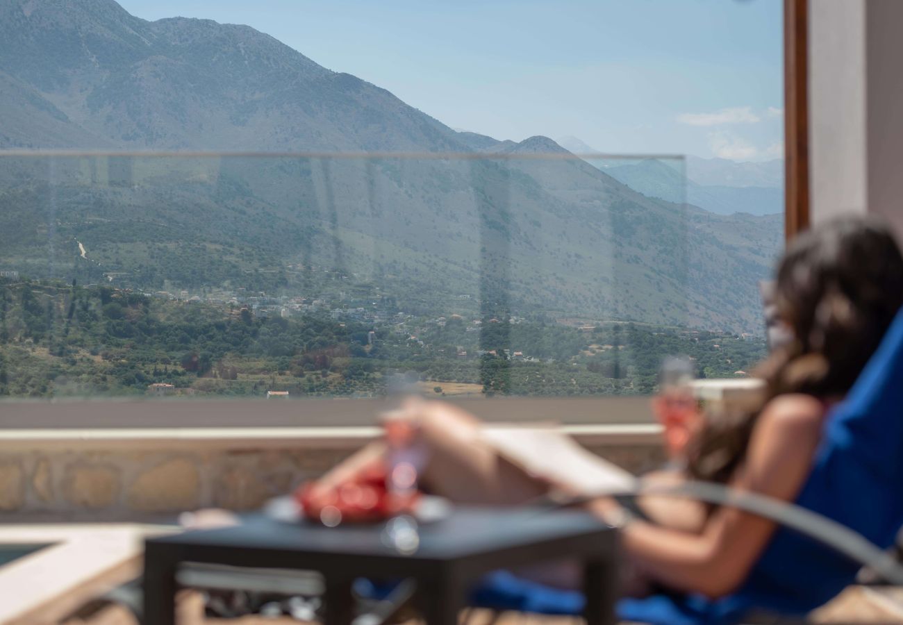Villa in Archontiki - Stylish Villa with Heated Pool, Jacuzzi, Gym & Superb Views