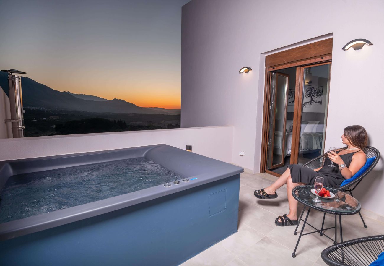 Villa in Archontiki - Stylish Villa with Heated Pool, Jacuzzi, Gym & Superb Views